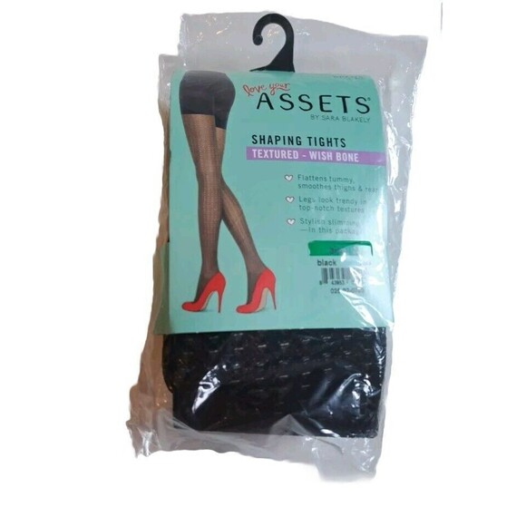 Spanx Love Your Assets Shaping Tights Textured Wish Bone Black Sz 3, 155-180 LBS - Picture 1 of 3
